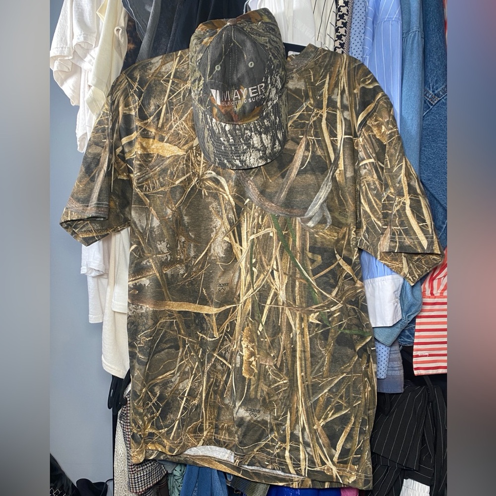 Green camo tshirt and hat combo
